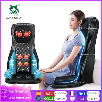 Electric full body massage cushion seat chair with air compression, heat, shiatsu, tapping,