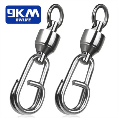 Fishing lure connectors: 9km dwlife ball bearing swivel stainless split ring (25~100pcs)