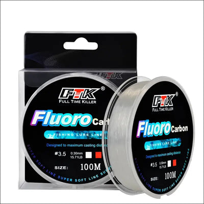 Ftk 100m fluorocarbon coating fishing line 4.14lb-34.32lb carbon fiber monofilament leader line