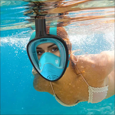 Full face snorkel mask with camera mount - 180° panoramic view - anti-fog, anti-leak - adult kids