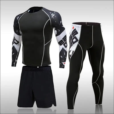 Gym new men compression set running tights workout fitness training tracksuit long sleeves shirts