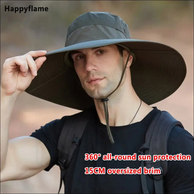 Hot men's 15cm big wide brim fisherman hat outdoor waterproof sun hat mountaineering cap fashion