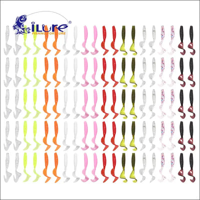 Ilure 100pcs fishing lures 40mm 0.4g soft bait swimbait carp curly worm silicone