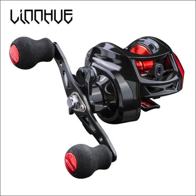 Linnhue baitcasting reel 7.2:1 high speed 8kg max drag - black red, for bass fishing AE(ratio 7.2)