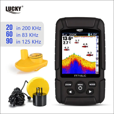 Lucky ff718lic portable fish finder monitor 2 in 1 dual sonar328ft/100m detection depth echo sound