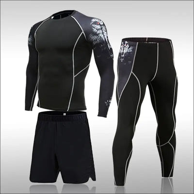 Man compression sports suit quick drying perspiration fitness training mma kit rashguard male