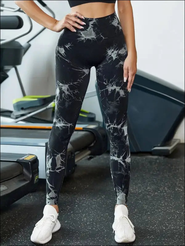 Marbling Tie-Dye Yoga Pants Sports Leggings Women Exercise Running Fitness High Waist Seamless Gym Leggings Women