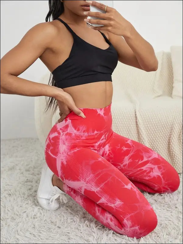 Marbling Tie-Dye Yoga Pants Sports Leggings Women Exercise Running Fitness High Waist Seamless Gym Leggings Women