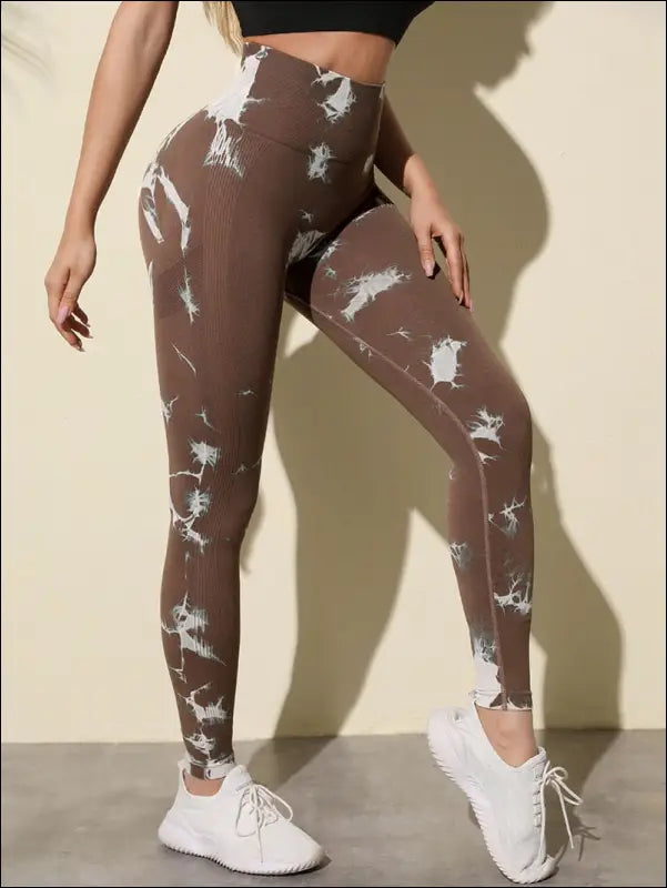 Marbling Tie-Dye Yoga Pants Sports Leggings Women Exercise Running Fitness High Waist Seamless Gym Leggings Women