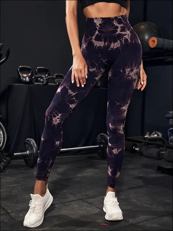 Marbling Tie-Dye Yoga Pants Sports Leggings Women Exercise Running Fitness High Waist Seamless Gym Leggings Women