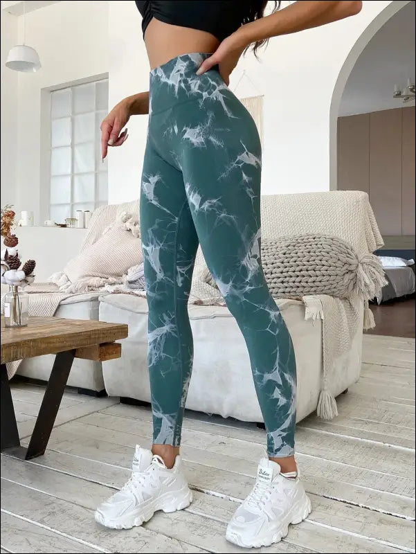 Marbling Tie-Dye Yoga Pants Sports Leggings Women Exercise Running Fitness High Waist Seamless Gym Leggings Women