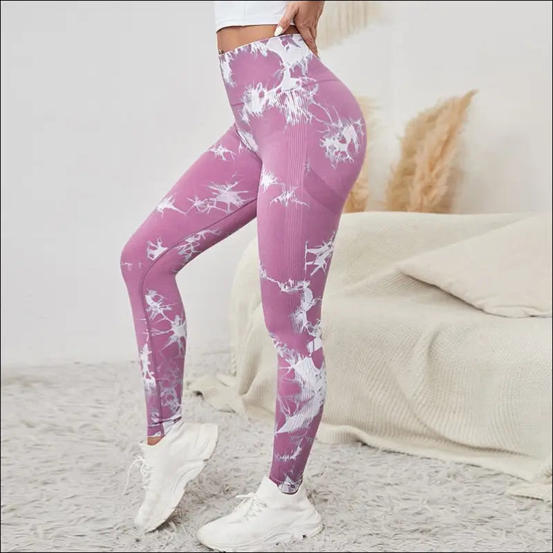 Marbling Tie-Dye Yoga Pants Sports Leggings Women Exercise Running Fitness High Waist Seamless Gym Leggings Women