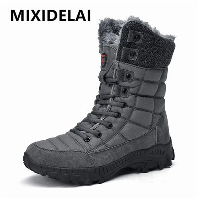 Men Winter Snow Boots Super Warm Men Hiking Boots High Quality Waterproof Leather High Top Big Size Men&#39;s Boots Outdoor Sneakers - Essential Sporting