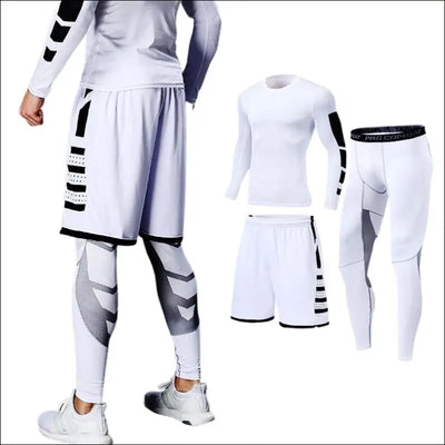 Men&#39;s Running Tracksuit Training Fitness Sportswear Set Compression Leggings Sport Clothes Gym Tight Sweatpants Rash Guard Lycra - Essential Sporting