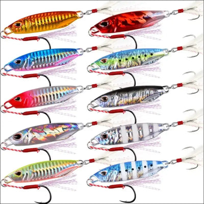 Metal fishing lure weights set - 10g-50g trolling hard bait bass tackle jigs