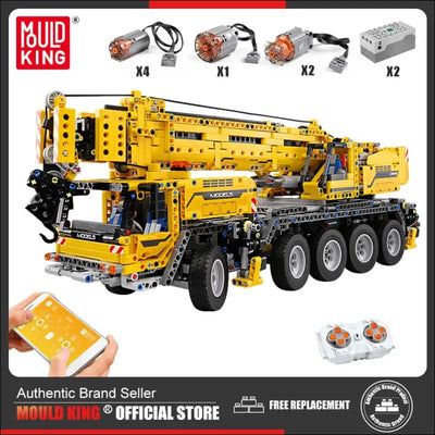 Mould king 13107 technical car moc-0853 motor power mobile crane mk ii truck model building blocks Yellow