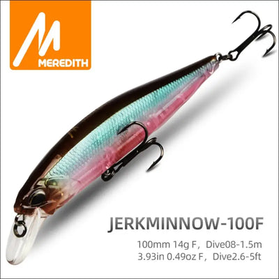 Mrerdith jerk minnow 100f 14g floating wobbler fishing lure 24color minnow lure hard bait quality