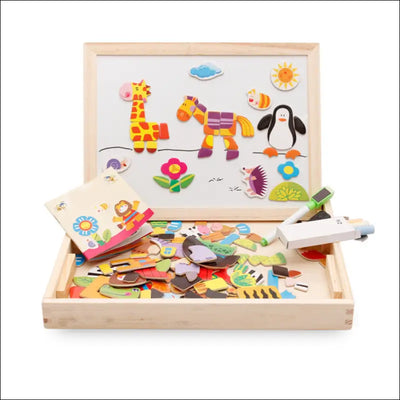 Multifunctional magnetic kids puzzle drawing board educational toys learning wooden puzzles toys