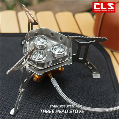 Outdoor portable three head stove - camping windproof burner