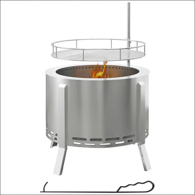 Outsunny 2-in-1 smokeless fire pit, bbq grill, 19" portable wood burning firepit with cooking grate