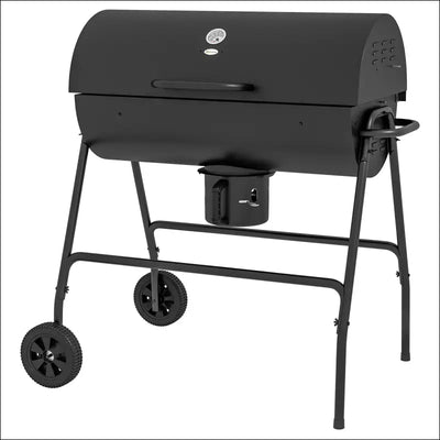 Outsunny barrel charcoal bbq grill with 420 sq.in. Cooking area, outdoor barbecue with wheels, ash