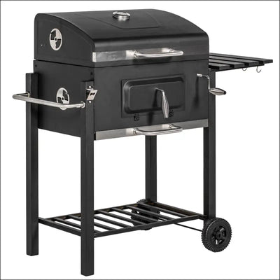 Outsunny charcoal bbq grill, outdoor portable cooker for camping or backyard picnic with side