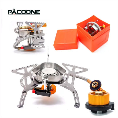 Pacoone tourist burner camping wind proof gas stove outdoor strong fire stove heater portable