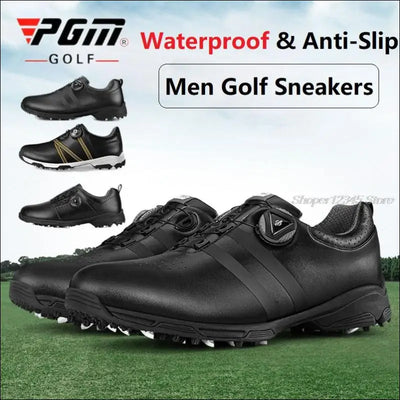 Pgm training golf shoes men's waterproof golf shoes male rotating shoelaces sports sneakers man