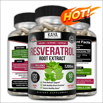 Resveratrol capsules - antioxidant supplement to support circulatory health and overall