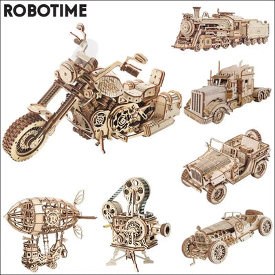 Robotime rokr diy 3d wooden puzzle gear model building kit toys gift for children teens