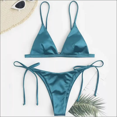 Satin silk push-up bikini set - sexy beachwear swimwear