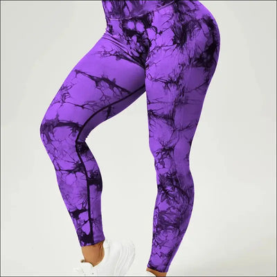 Seamless tie dye scrunch yoga leggings for women high waist push up gym tights tummy control