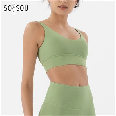 SOISOU New Nylon Bra Top Women Sexy Tight Sports Bra Fitness Yoga Women&#39;s Underwear Chest Pad Removable Anti-shake Women&#39;s Bra