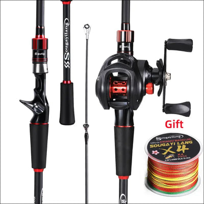 Sougayilang 1.8m 2.1m carbon fiber fishing reel rod combo, max drag 8kg for bass pike trout fishing