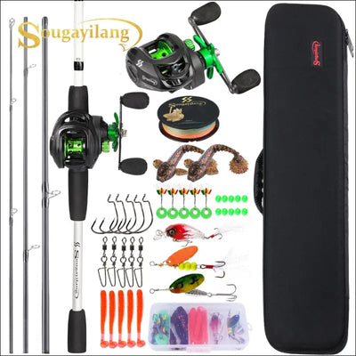 Sougayilang carbon fiber baitcasting fishing rod kit for freshwater bass fishing