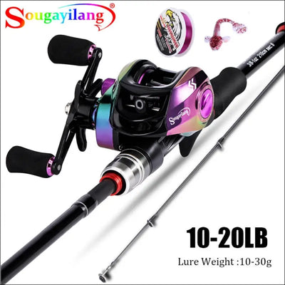 Sougayilang fishing rod reel combo 1.8-2.1m, 7.2:1 high speed baitcasting, lure fishing rod, 19+1bb