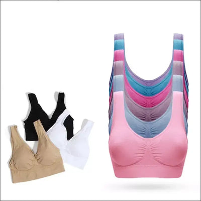 Sports bra plus size set - seamless, comfort soft, fitness yoga tops | 3pcs