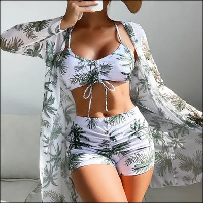 Summer print swimsuits tankini sets - push up three-piece bathing suits