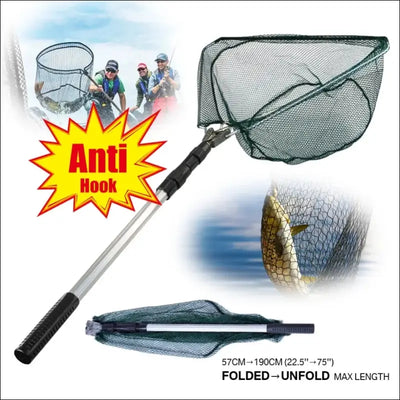 Telescopic landing net 1.9m/0.92m/0.55m - aluminum alloy mesh fishing net