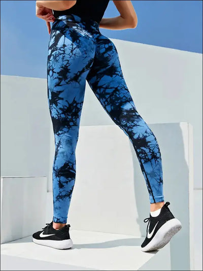 Tie dye push up high waist leggings stretch athletic women sexy pants casual seamless gym knitting