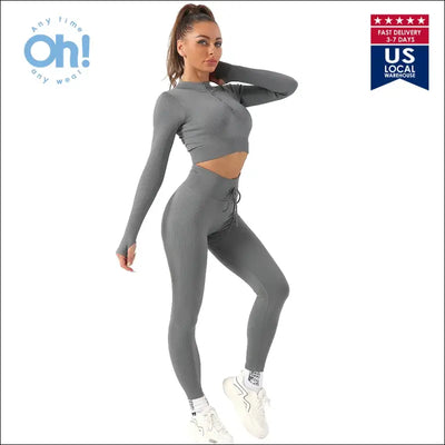 Us stock ohsunny seamless gym clothing workout clothes for women tracksuit gym set high waist sport