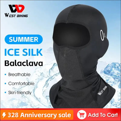 West biking breathable balaclava hat for men - uv protection, windproof, ice silk material