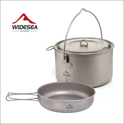 Widesea titanium cookware set - outdoor cooking pot & frying pan picnic kitchen for camping,