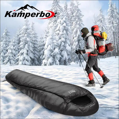 Winter mummy sleeping bag - cold weather, -22°c limit temperature, ultralight & spacious, 195x80cm