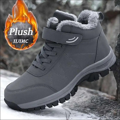 Winter women boots plush leather waterproof sneakers climbing hunting shoes unisex lace-up outdoor