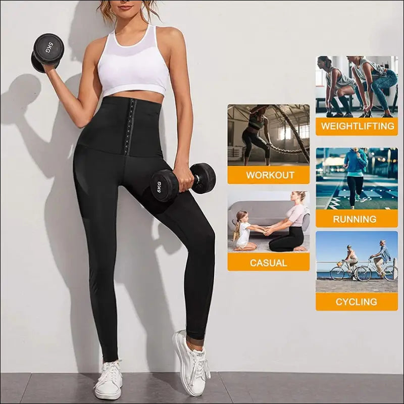 Women Sauna Leggings Sweat Pants High Waist Slimming Hot Thermo Compression Workout Fitness Tights Body Shaper Waist