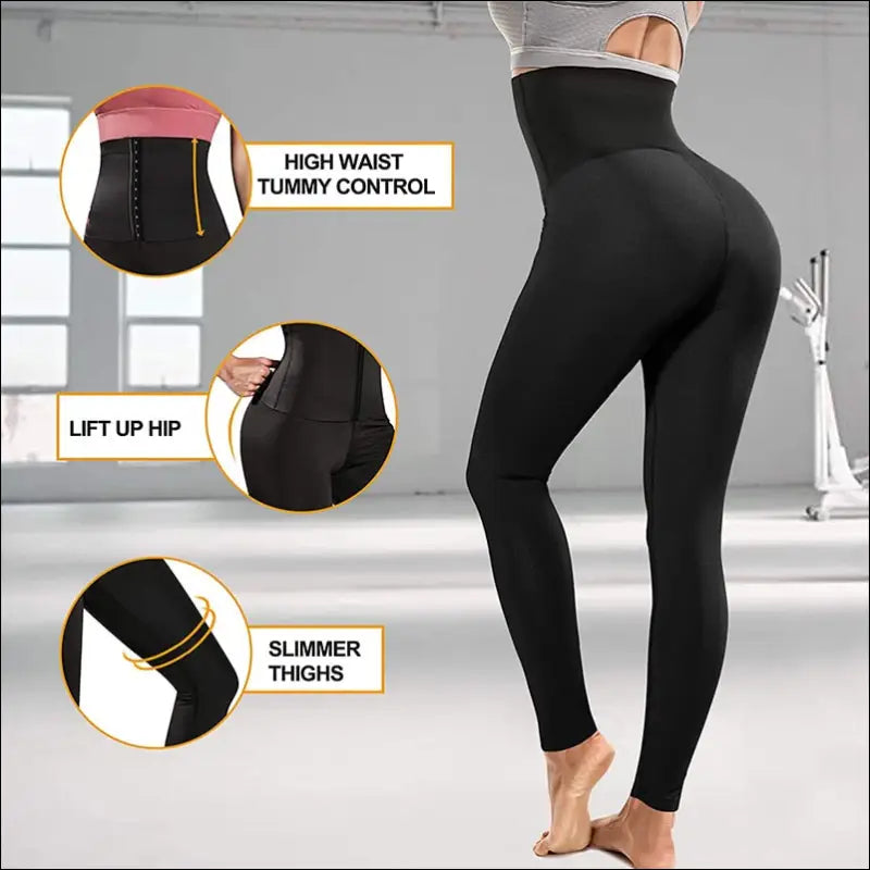 Women Sauna Leggings Sweat Pants High Waist Slimming Hot Thermo Compression Workout Fitness Tights Body Shaper Waist