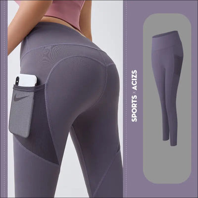 Yoga pants women with pocket leggings sport girl gym leggings women tummy control jogging tights Tomato Purple