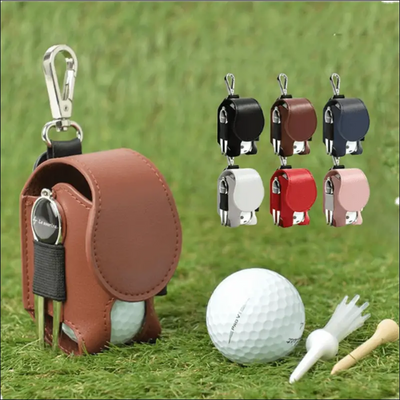 Yy high quality leather golf ball pouch bag outdoor leather golf ball pouch golf ball waist bag